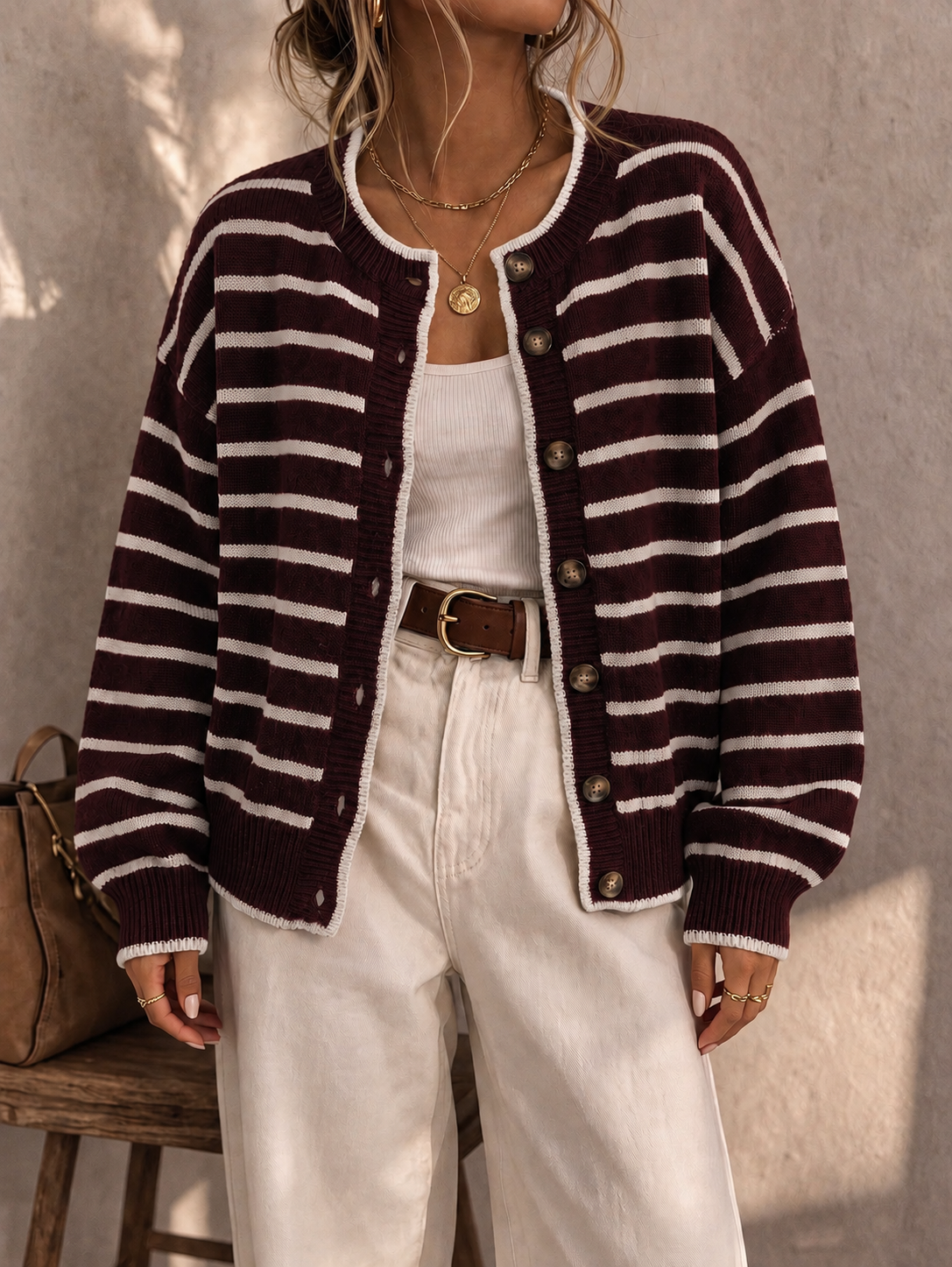 Burgundy White / XL